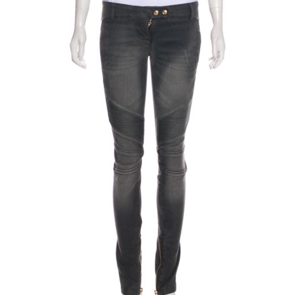 Balmain Moto Lowrise, grey skinny jeans, NWOT